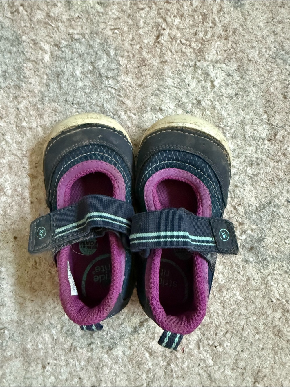 Stride Rite Navy and Purple Hook-and-Loop Kids Sneakers